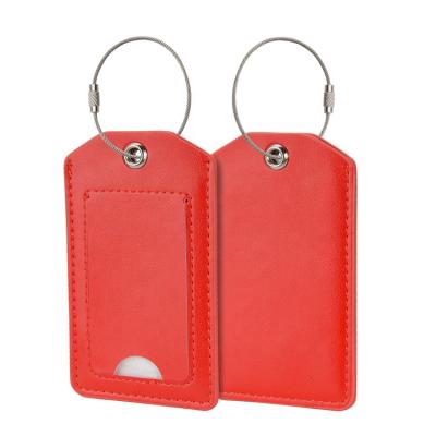 China Cheap Bulk Private Leather Privacy Cover Name ID Tags PU Luggage Tags With Stainless Steel Key Rings for sale