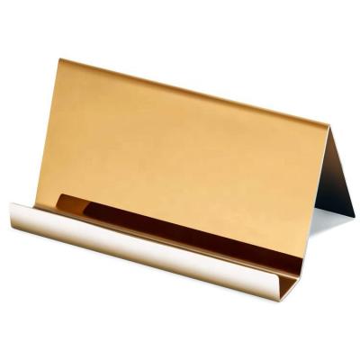 China Fashion Office Supply Custom Logo Laser Engraved Metal Stainless Steel Gold Card Holder for sale