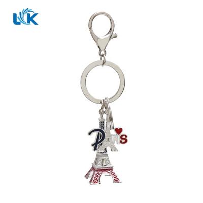 China 2020 custom made keychains popular personalized metal Paris souvenirs pendants custom keychains for sale