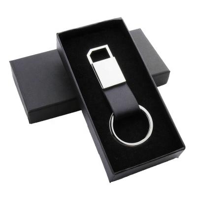 China Custom Souvenirs Logo Popular Classical Design Business Car Gifts Leather Key Chain With Gift Box for sale