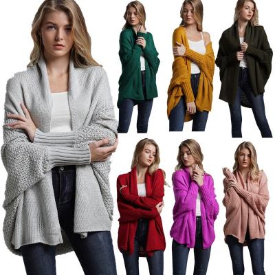 China TL0896 New Style Women's Breathable Cardigan Sweater Bat Wing Sleeves 100% Acrylic Oversized Cardigan Sweater Coat for sale