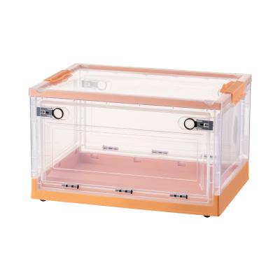 China Large Sustainable Home Organizers Kids Toys Transparent Folding Plastic Outdoor Clothes Storage Box for sale