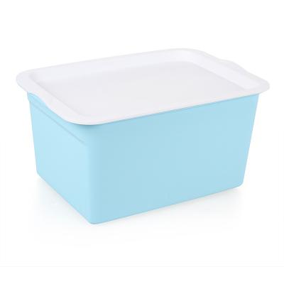 China Multifunctional Viable Home Office Storage Cloth Toy Clothes Plastic Basket Organizer With Lid for sale