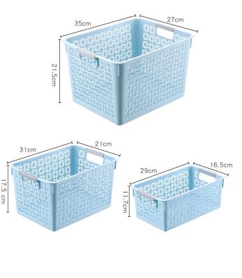 China Viable Good Kids Play Bathroom Kitchen Home Storage Baskets Plastic Organizer with Handle for sale