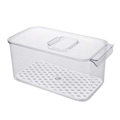 China Wholesale Refrigerator Food Freshness Preservation Factory Kitchen Plastic Transparent Storage Box Set With Lid And Sieve for sale