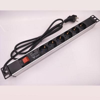 China German Aluminum And Uninflammble Plastic 1U 19' Rack Type PDU With Switch And Surge Protector for sale