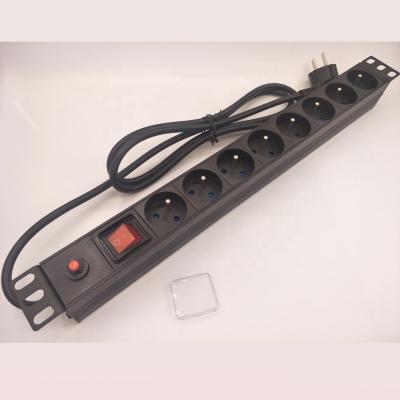 China 1U 8ways Aluminum French Type Horitonal Network Cabinet Rack Power Distribution Unit With Surge Protector for sale