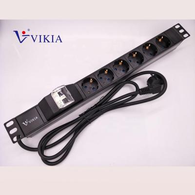 China Aluminum and Uninflammble Plastic German Type 1U PDU for sale