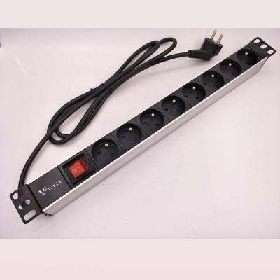 China 1U 8ways Aluminum French Type PDUs With Switch for sale