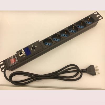 China 19' Aluminum 1U 6ways IP Monitor Remote PDU Italian Type With Switch for sale