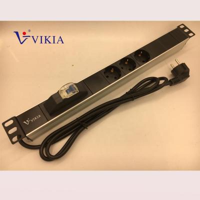 China 1U 3ways OEM Aluminum German Type PDU With 1P Breaker For Egyptian Market for sale