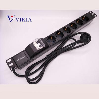 China 1U 6ways Aluminum German Type PDU With Breaker For Spanish Market for sale