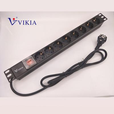 China 1U 19' 8 Ways Aluminum And Rack Power Uninflammble PDU German Type Plastic For Russian Federation Market for sale