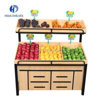 China Single Sided 2 Tier Fruit Rack Supermarket Fruit And Vegetable Display Rack for sale