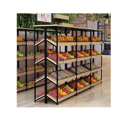 China New-designed single-sided wooden fruit and vegetable rack rack shelf for sale