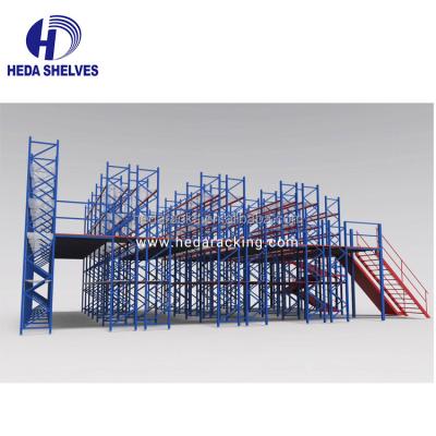 China Shelf Height Adjustable Warehouse Steel Structure Platform Multilevel Mezzanine Floor for sale