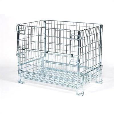 China Wholesale Warehouse Bins Storage Chrome Mesh Box Wire Cage Metal Collapsible Trash Storage Container for sale