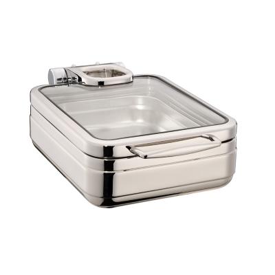 China Water Yard System Hardware 4L Return Glass Chafing Dish Hydraulic Butter Dish With Lid Electric Butter Dish for sale