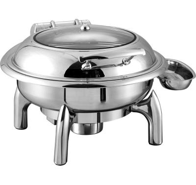 China Water System Factory Direct Sale Stainless Steel Round Induction Return Beetle Shake Chafing Dish Food Warmer For Catering for sale