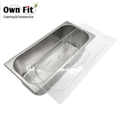 China Durable 5L Stainless Steel Ice Cream Pan And Plastic Ice Cream Container With Transparent Cover for sale