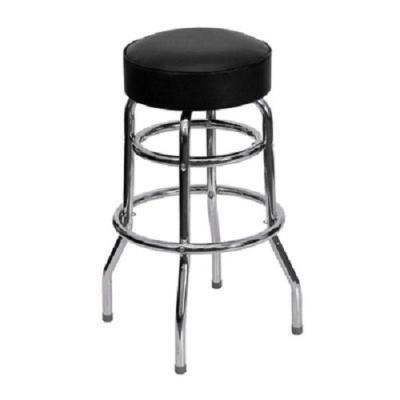 China High Quality with Reasonable Price Double Ring Chrome Barstool with Black Seat for sale