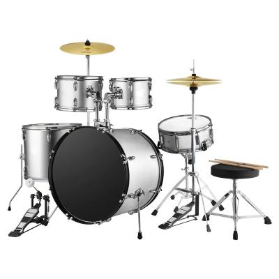 China Oilpaper Maker Set 22 Inch Drum Kit Full Size For Adult Junior Teen 5 Piece Metallic Silver for sale