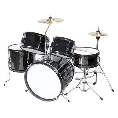 China Oilpaper Maker 16 Inch 3 Piece Kids Drum Set Kit With Throne Cymbals Pedal Drumstick Mirror Black for sale