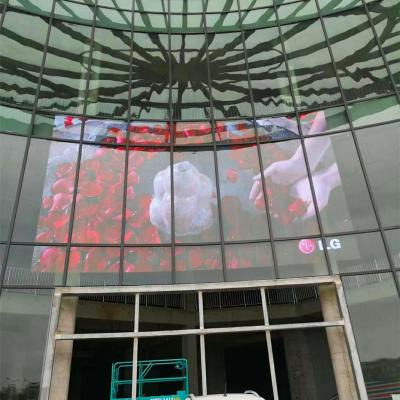 China P3.91 Indoor Outdoor Retail Advertising Transparent Glass Led Display With 1000*500mm Cabinet for sale