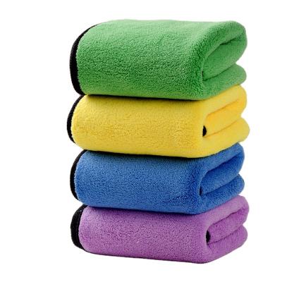 China QUICK-DRY Double side double color coral fleece cleaning microfiber drying towel 600gsm 800gsm with your own logo for sale