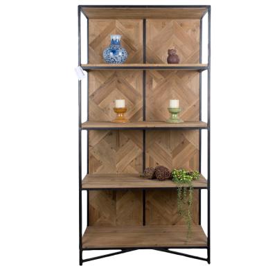 China Antique Parquet Display Reclaimed Metal Bookcase Shelves Wood Shelf for sale