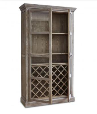 China Antique Modern Wooden Bookcase Front Glass Cabinet With Wine Storage Shelf With Doors for sale