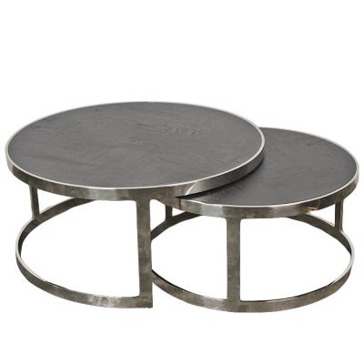 China Modern Morden Living Room Stainless Steel Furniture Round Coffee Table Set for sale