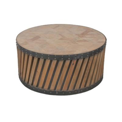 China Vintage Durable Special Round Coffee Table And Steel Leg Bottom Laminate Surface for sale