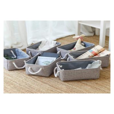 China 6PCS Stocked 12 Inch Cloth Storage Baskets Trash Bin Storage Baskets for Toy Empty Gift Baskets with Rope Handles for sale