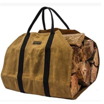 China High Quality Firewood Carrier Bag Canvas Waxed Large Log Tote Carrying Indoor Firewood Bag for sale