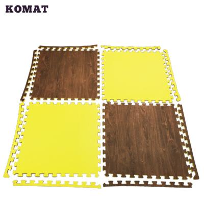 China 100% Double Side Use EVA Foam Wood Grain Puzzle Floor Eco-friendly Play Mat For Kids for sale