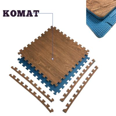 China Printing EVA Waterproof Interlocking Wooden Floor Mat / Plastic Floor Mats For Home for sale