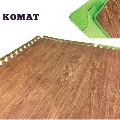 China Dark Oak Waterproof EVA Foam Floor Mat Interlocking Wood Printing Toxic Protected for sale