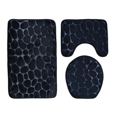 China (Size) Adjustable Carpet Mat Toilet Three Piece Stone Set 3D Bathroom Mats for sale