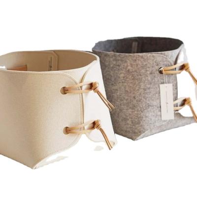 China Sustainable Storage Barrel Felt Dirty Storage Basket Laundry Hamper Storage Box for sale