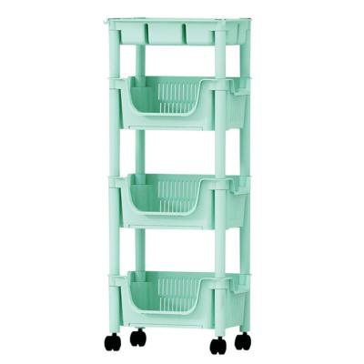 China (Height) Adjustable Floor Shelf Cart Multi-Layer Kitchen Shelf Rolled Storage Rack Trolley Household Mobile Storage for sale