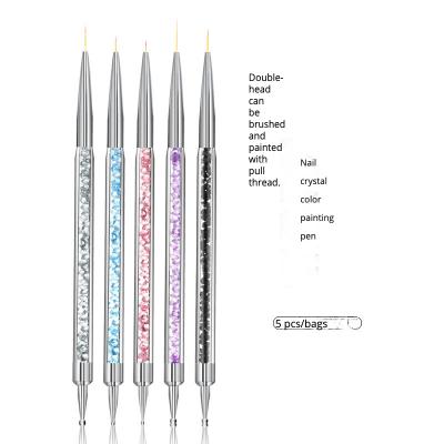 China Comfort Nail painting brush Crystal drill pipe 5 Point rhinestone pen line drawing painting pen hook pen 5 pieces/set for sale