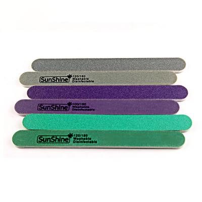 China Emery+PS board Wholesale custom logo green purple120/180 grit nail file, durable bulk double side nail file for sale