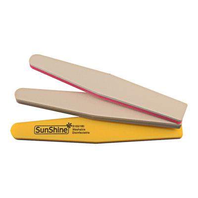 China Emery+Sponge+PS board Nail File Wholesale Sponge Double-Sided Grit Sponge Nail File Manicure Tools Yellow Durable for sale