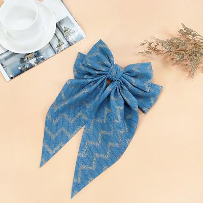 China European and American Style Hot Selling Japanese And Korean Girls New Bow Ribbon Hair Clip High-End Bronzing Top Clip Fashion Ponytail Clip for sale