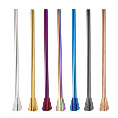 China Sustainable Reusable Wholesale 304 Stainless Steel Metal Stirrer Mixing Drinking Straw for sale