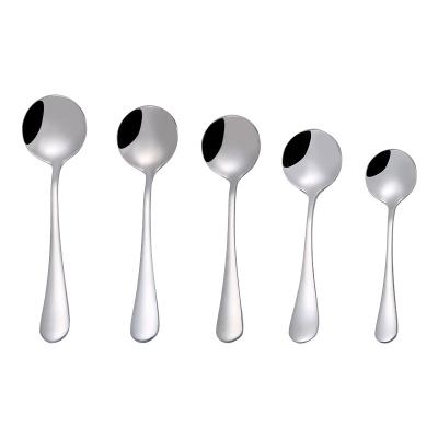 China Small Viable Silver Metal Flatware 410 Utensil Large Soup Serving Spoon For Hotel Restaurant for sale