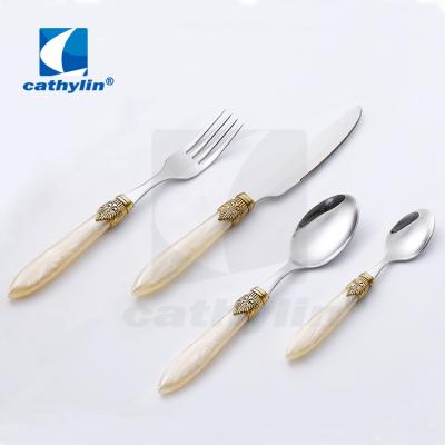 China Sustainable Acrylic Cathylin Handle Cutlery Set For Restaurant, Stainless Steel Dinnerware Set For Home for sale