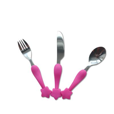 China Cathylin's Sustainable Baby Cutlery Set Stainless Steel Flatware Set with Personalized Plastic Handle for sale