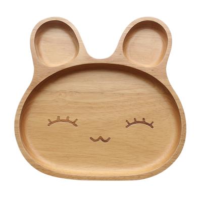 China Eoc-Friendly Cute Cartoon Baby Organic Rice Husk Wooden Dinner Dish Round for sale